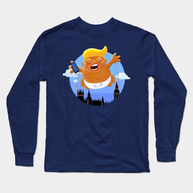 Trump Big Graphic Inflatable Baby Blimp Balloon Long Sleeve T-Shirt by brodyquixote